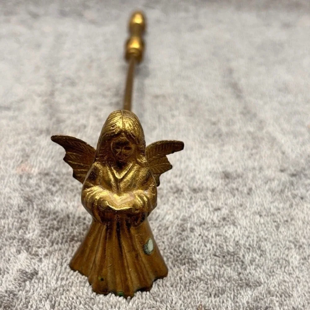 Vintage Brass Angel Candle Snuffer Long Handle Figural Christmas Decor